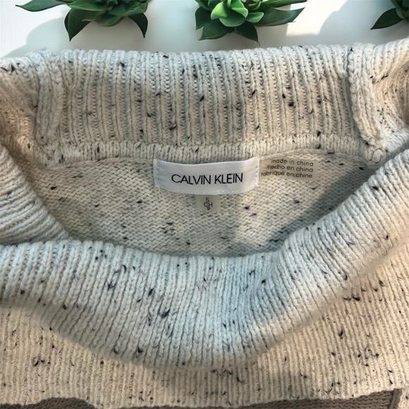 Calvin Klein Womens Patchwork Pullover Sweater, Grey, White. Size S/P - Picture 4 of 5